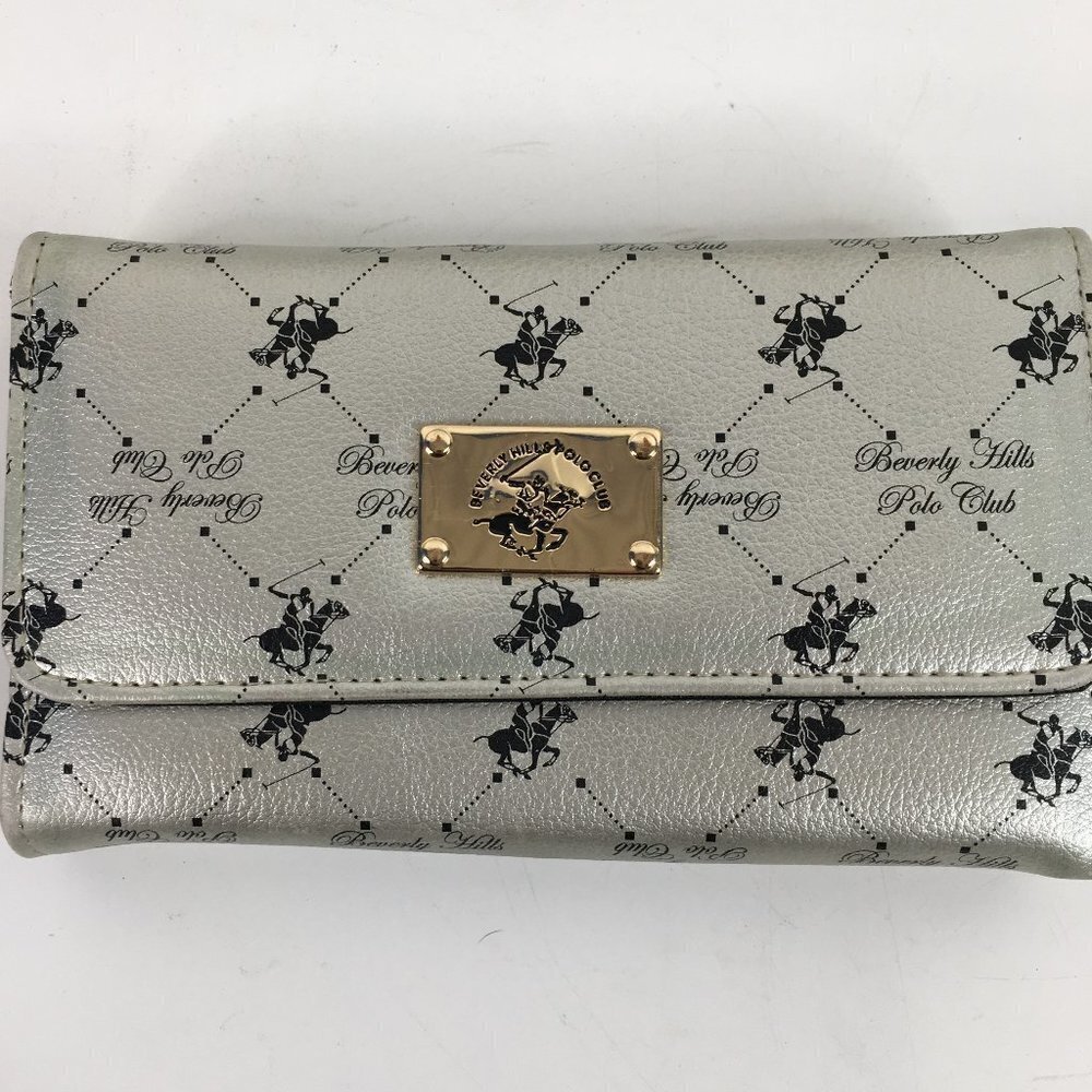 Beverly Hills Polo Club Silver and Black Trifold Wallet